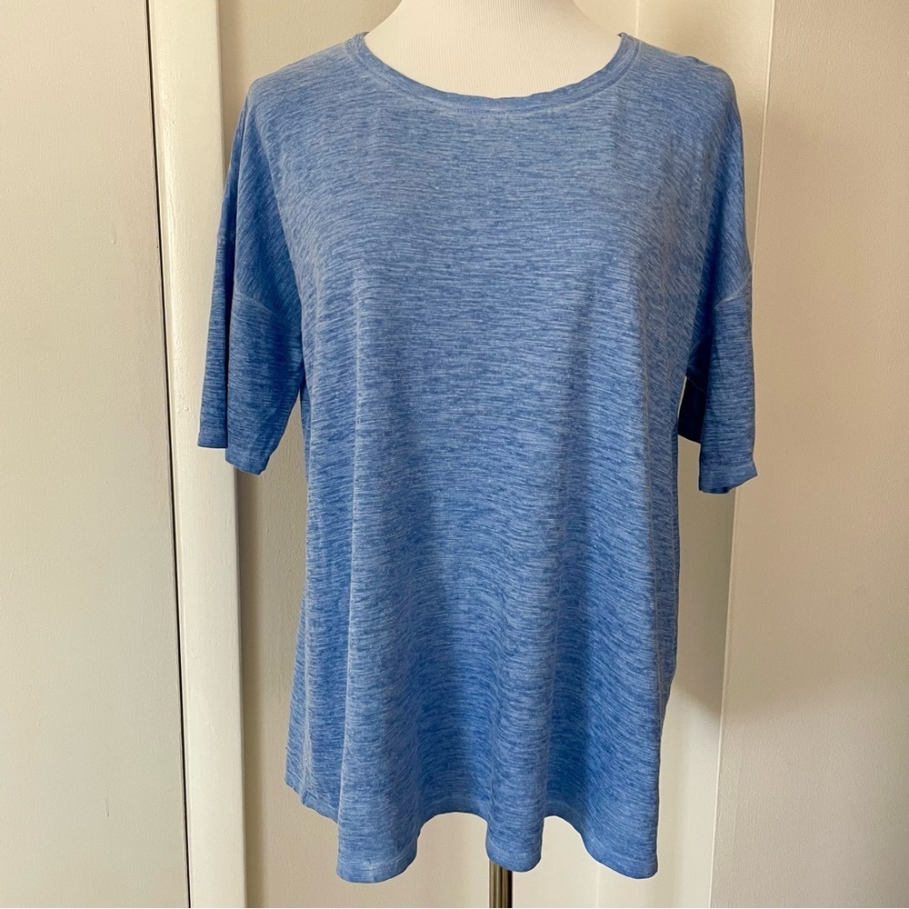 Eileen Fisher Organic Cotton Hazy Slub Blue Crewneck Tee Size Medium